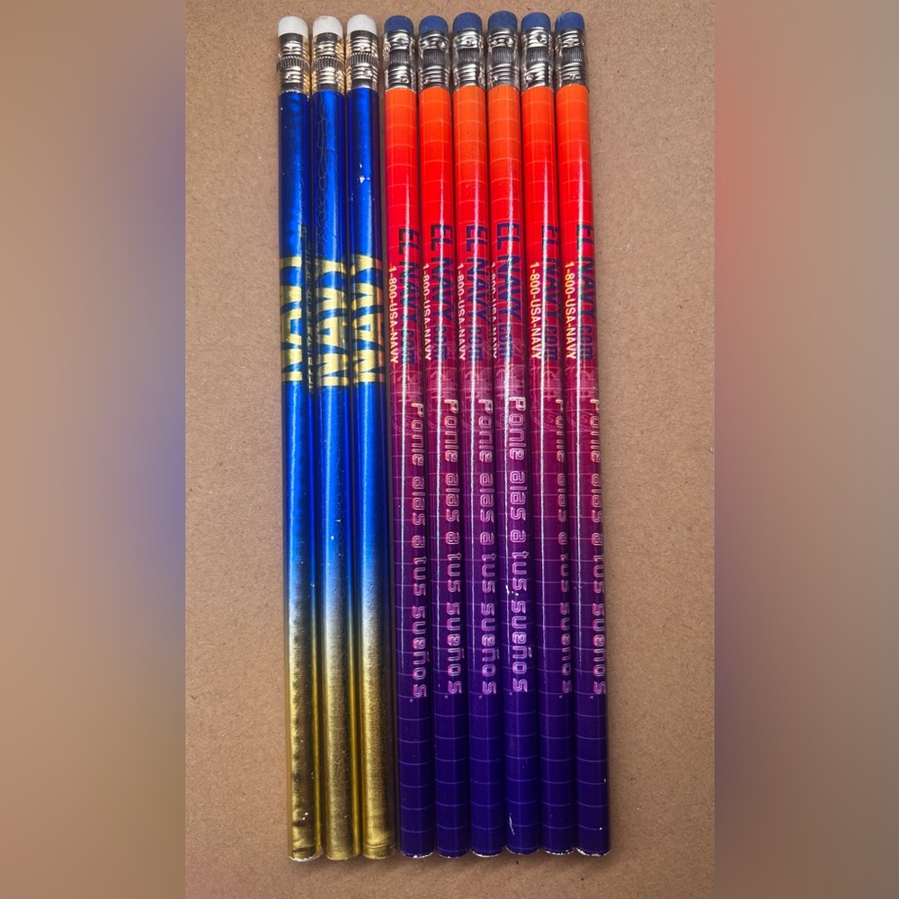 11 Vintage US Navy Promotional Pencils Unsharpened Advertising Spanish